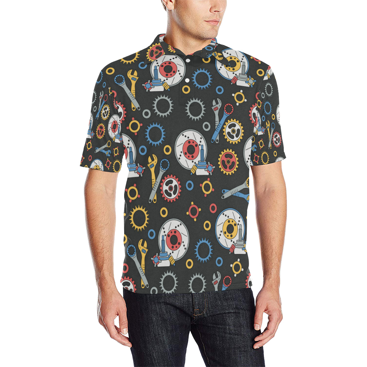 Mechanic Pattern Print Design 01 Men Polo Shirt