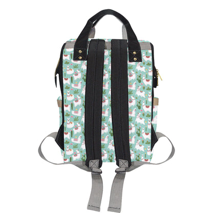 Llama with Cactus Themed Print Diaper Bag Backpack