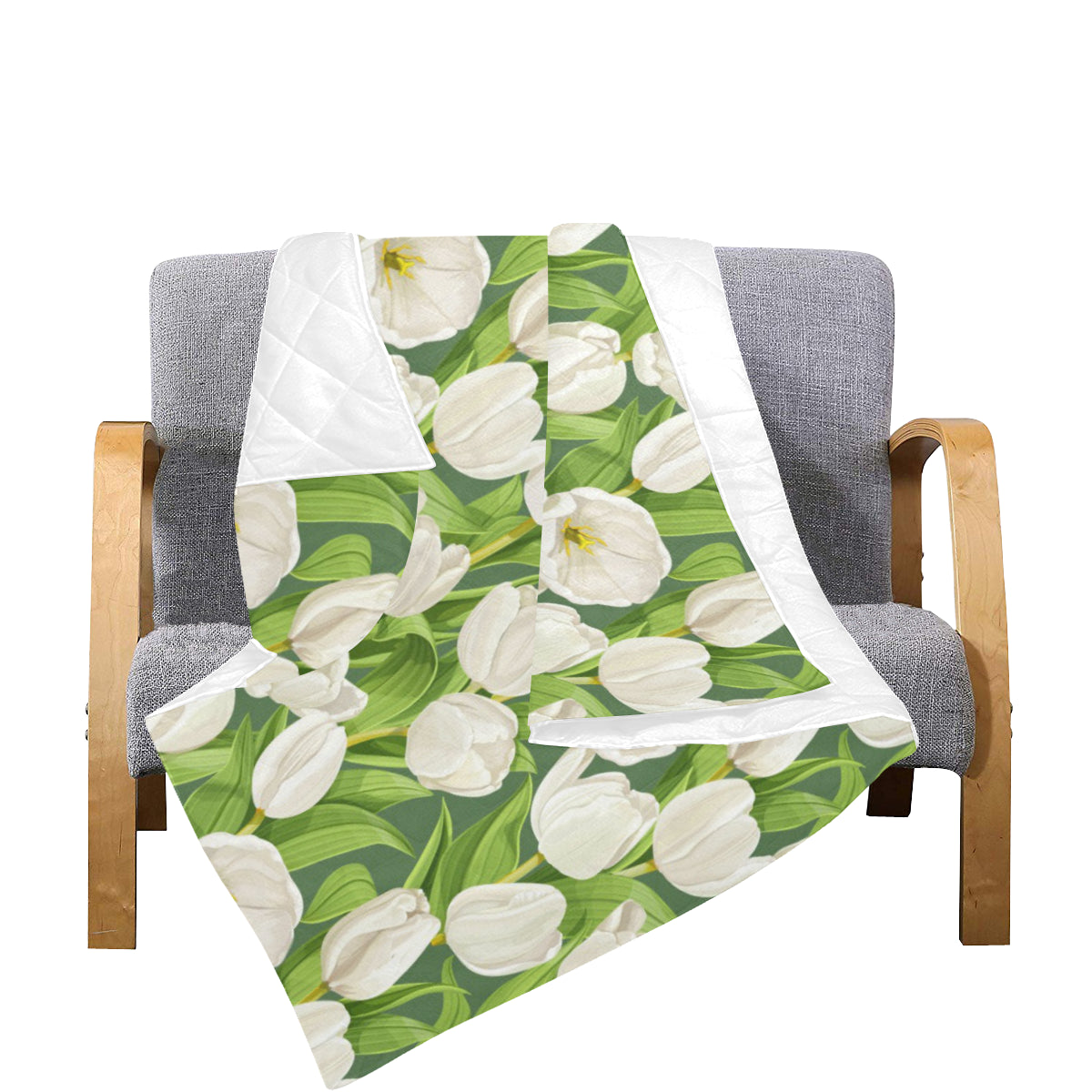 Tulip White Pattern Print Design TP05 Premium Quilt