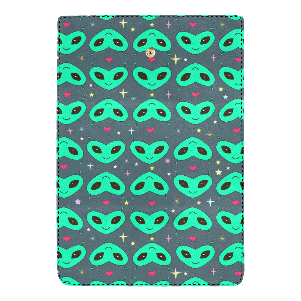 Alien Head Heart Pattern Print Design 03 Women's Trifold Wallet