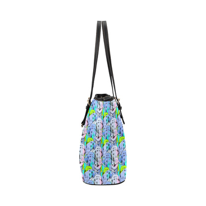 Elephant Art color Print Pattern Leather Tote Bag