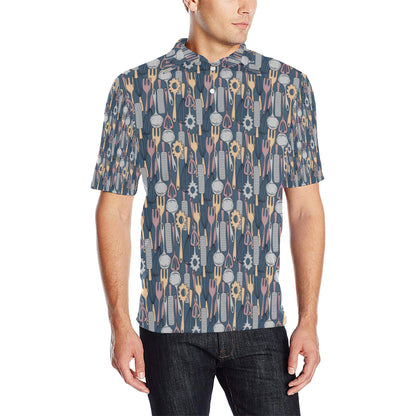 Cooking Kitchen Tools Pattern Print Design 05 Men Polo Shirt