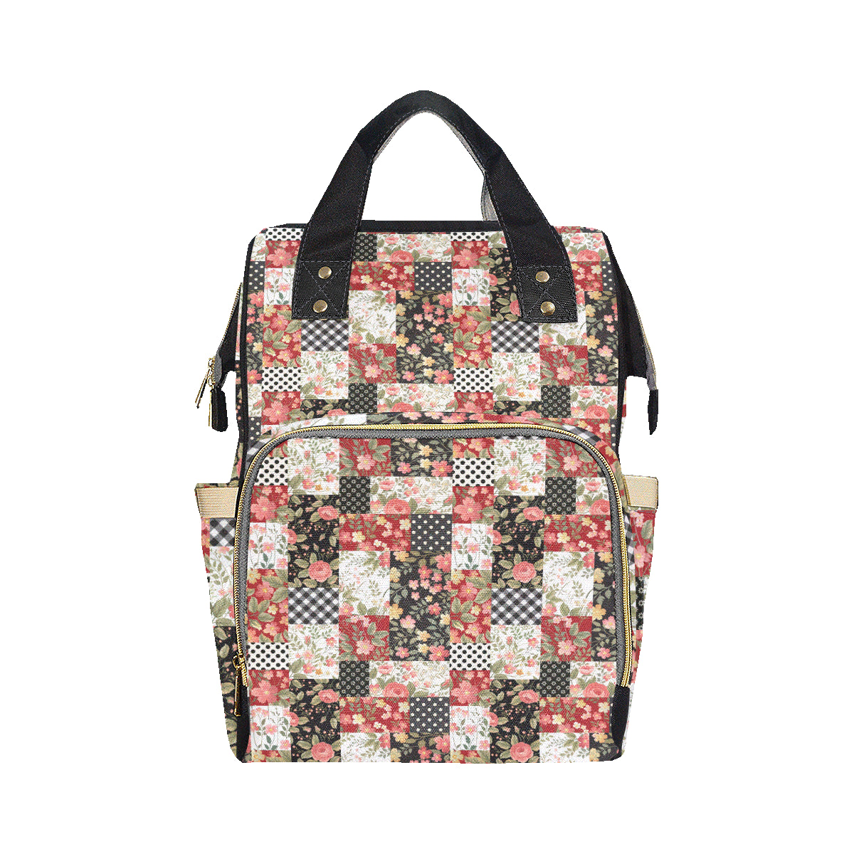 Patchwork Flower Pattern Print Design 03 Diaper Bag Backpack