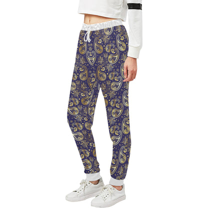 Paisley Blue Yellow Design Print Unisex Sweatpants