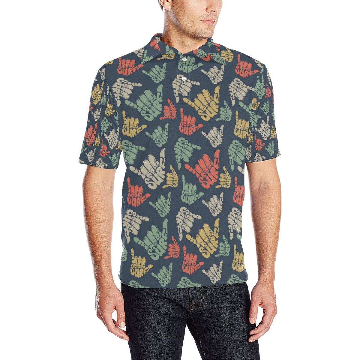 Surf Hand sign Men Polo Shirt