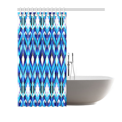 Ikat Blue Pattern Print Design 01 Shower Curtain