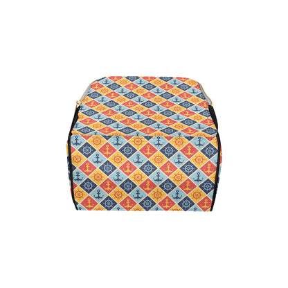 Nautical Pattern Design Themed Print Diaper Bag Backpack