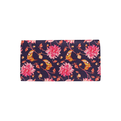 Dahlia Pattern Print Design DH03 Women's Trifold Wallet