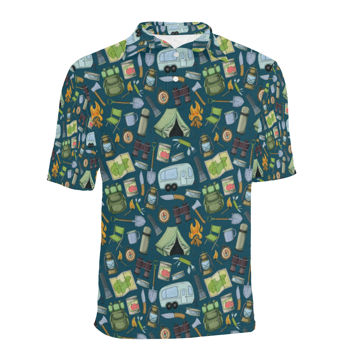 Camping Pattern Print Design 02 Men Polo Shirt
