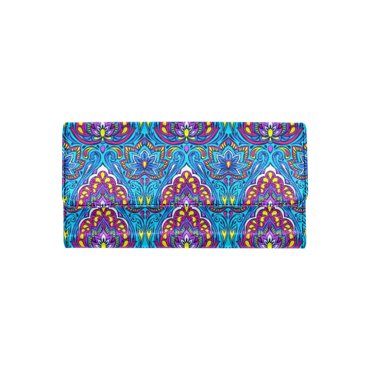 lotus Boho Pattern Print Design LO010 Women's Trifold Wallet