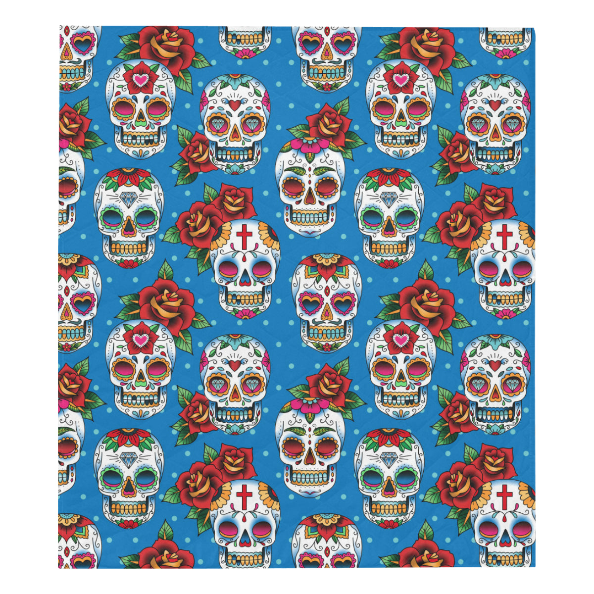 Sugar Skull Rose Pattern Premium Quilt