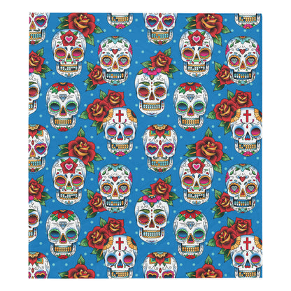 Sugar Skull Rose Pattern Premium Quilt