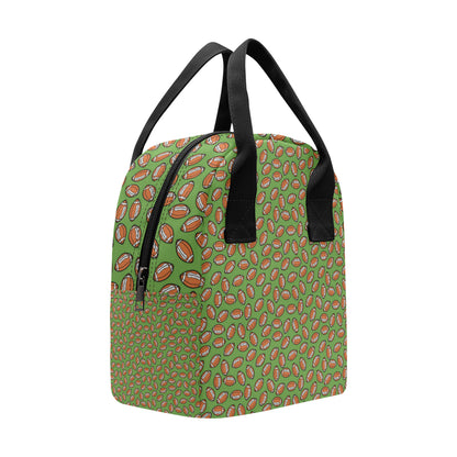 American Football on Green Design Insulated Lunch Bag