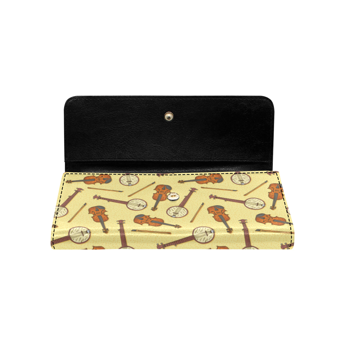 Banjo Violin Pattern Print Design 01 Women's Trifold Wallet