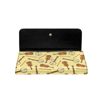 Banjo Violin Pattern Print Design 01 Women's Trifold Wallet