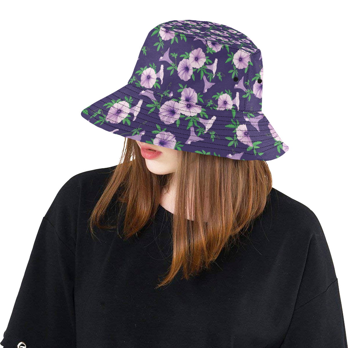 Morning Glory Pattern Print Design MG01 Unisex Bucket Hat
