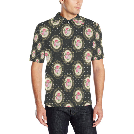Rose Pattern Print Design RO015 Men Polo Shirt
