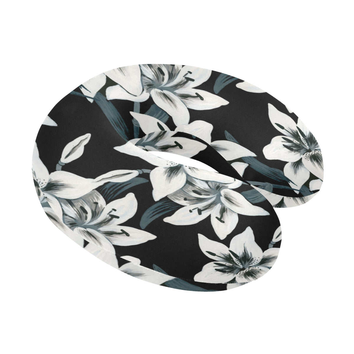Lily Pattern Print Design 03 U-Shaped Travel Neck Pillow
