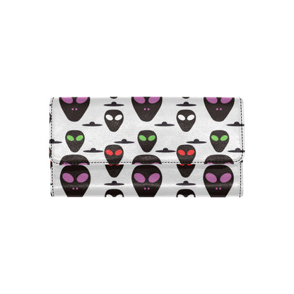 Alien Pattern Print Design 06 Women's Trifold Wallet