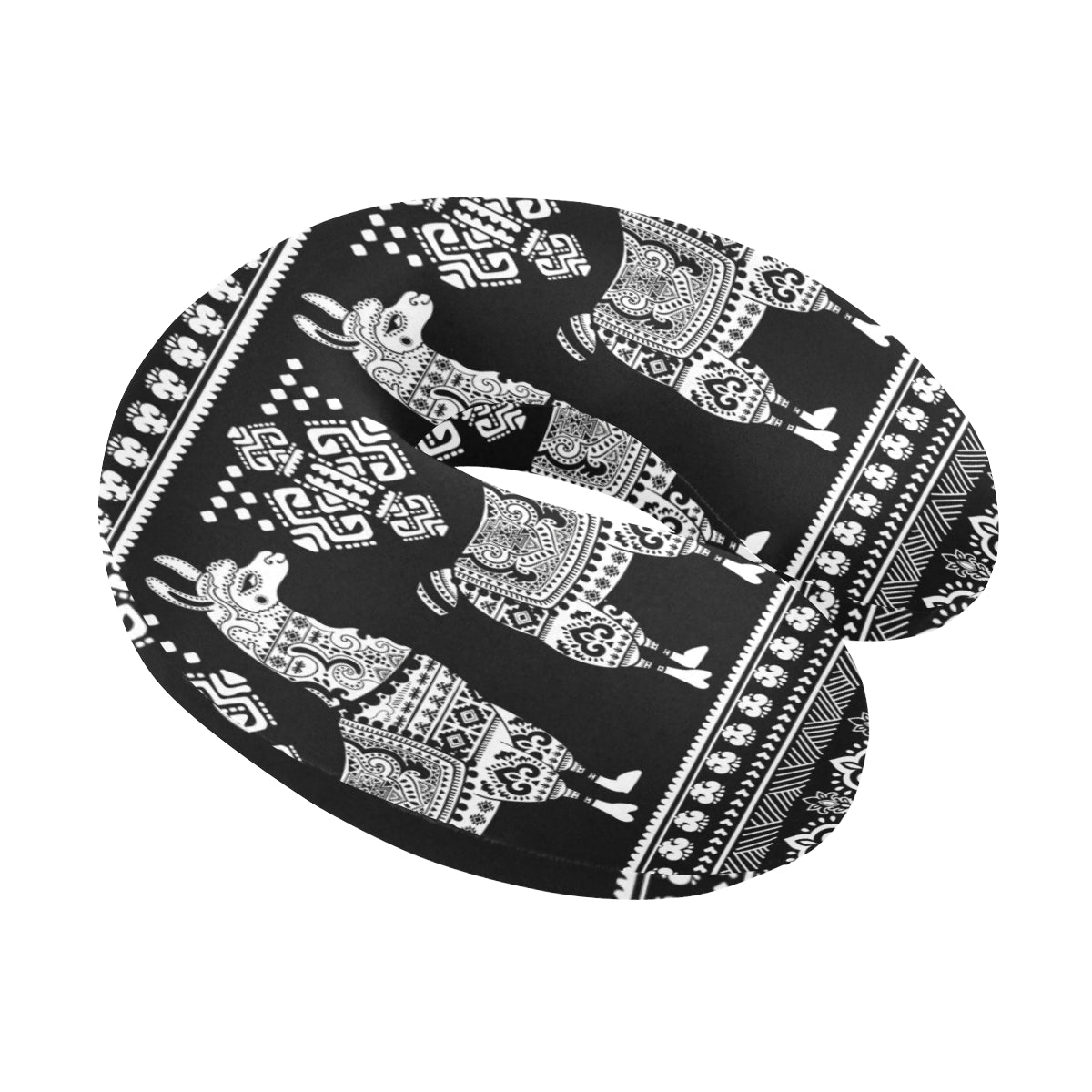 Llama Aztec Style Pattern Print Design 01 U-Shaped Travel Neck Pillow