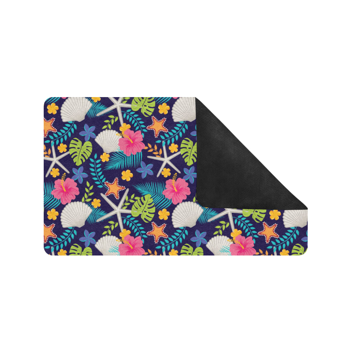 Beach Seashell Floral Theme Rubber Doormat
