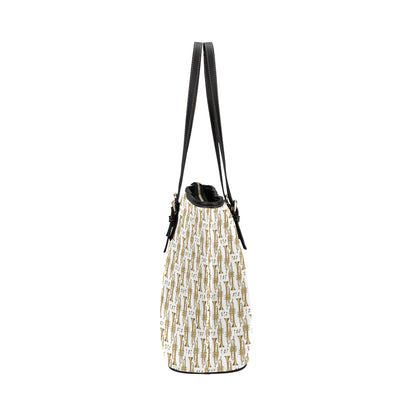 Trumpet with Music Note Print Leather Tote Bag