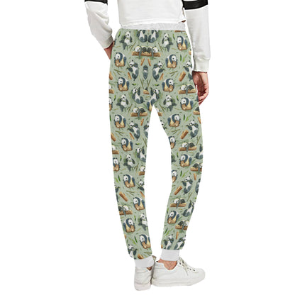 Panda Bear Design Bamboo Print Unisex Sweatpants