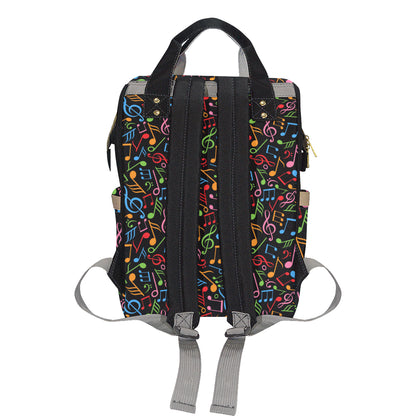 Music Note Colorful Themed Print Diaper Bag Backpack