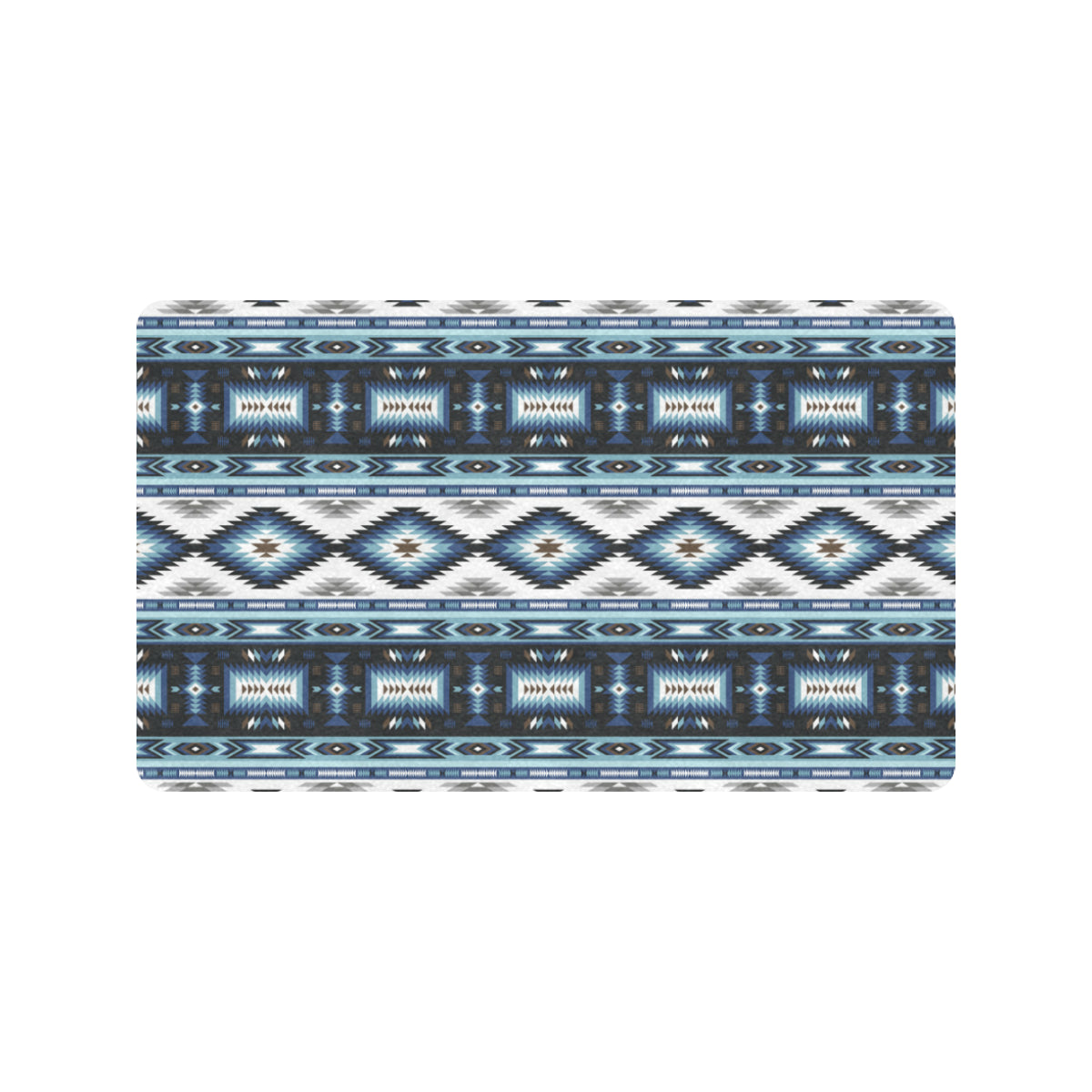 Navajo Dark Blue Print Pattern Rubber Doormat