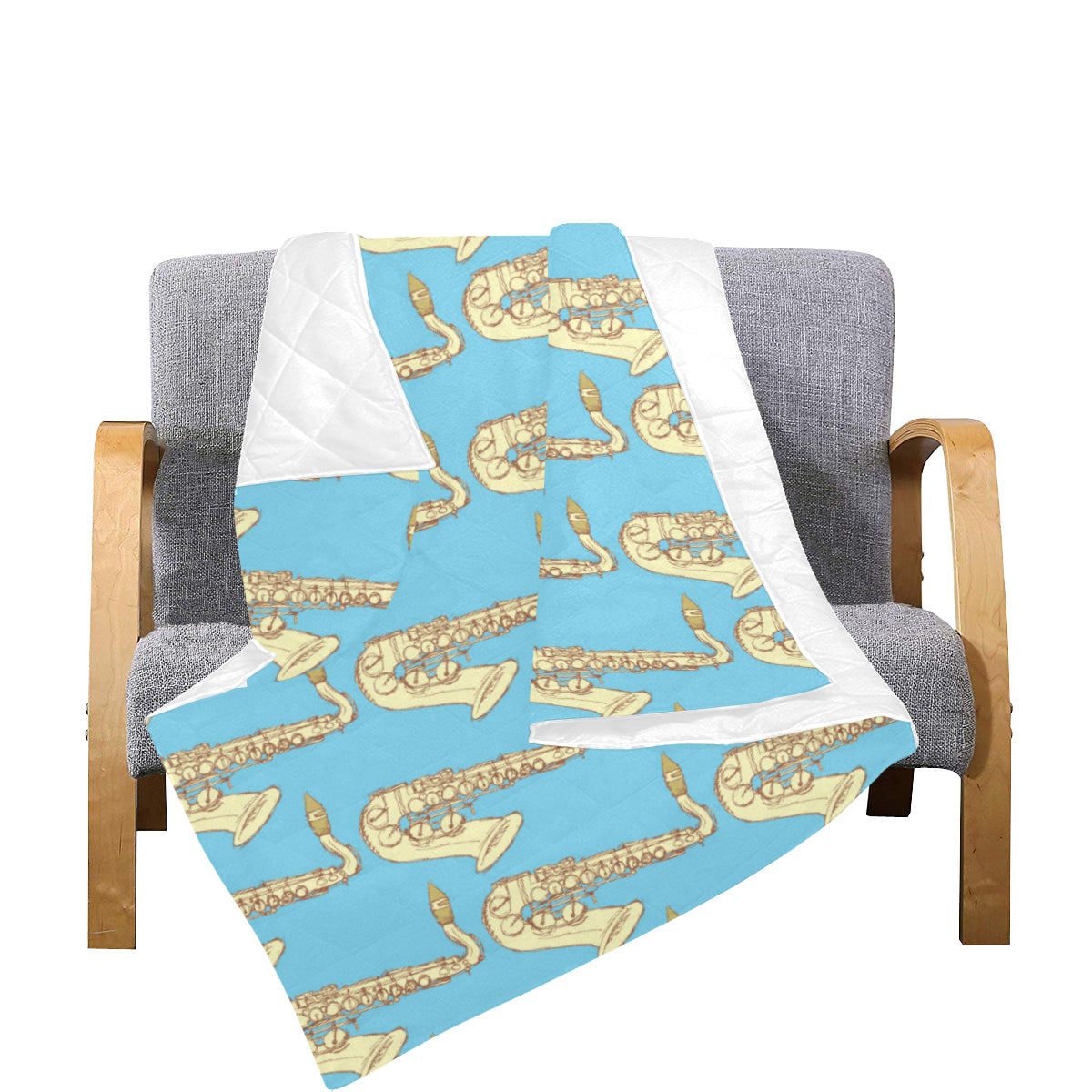 Saxophone Pattern Print Design 03 Premium Quilt