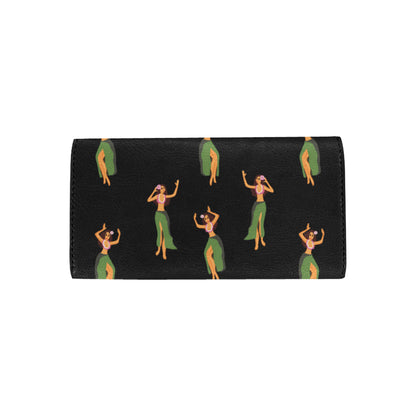Hula Dancers Girl Pattern Print Design 01 Women's Trifold Wallet