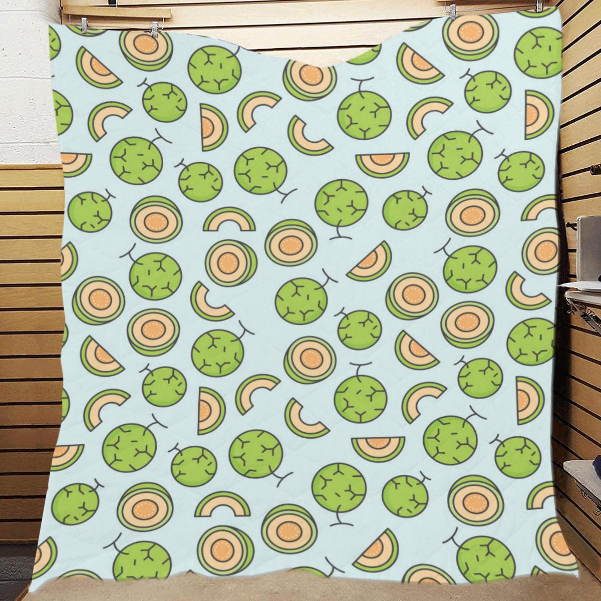 Cantaloupe Pattern Print Design 02 Premium Quilt