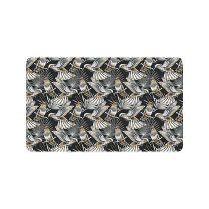 Hummingbird Gold Design Themed Print Rubber Doormat