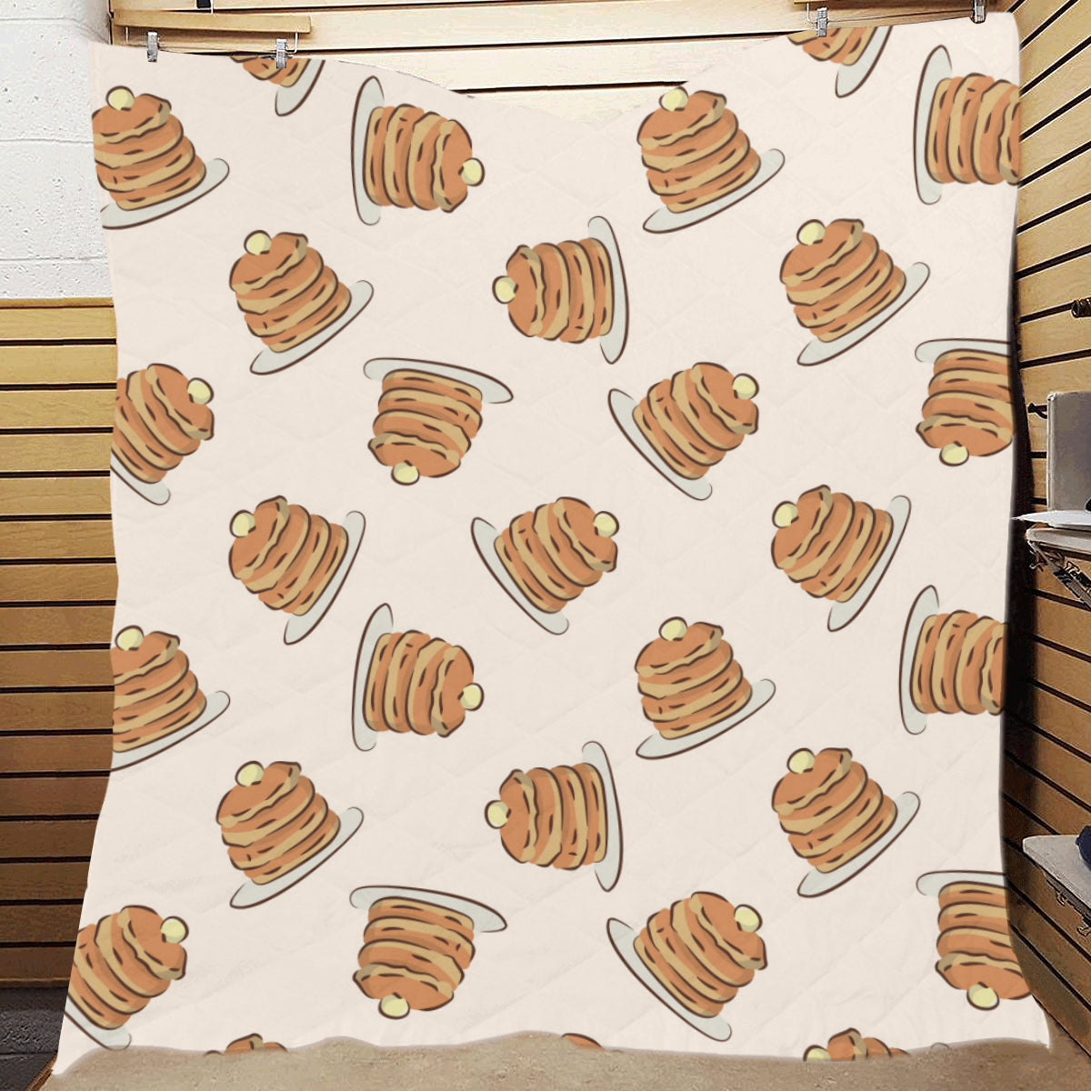 Pancake Pattern Print Design A01 Premium Quilt