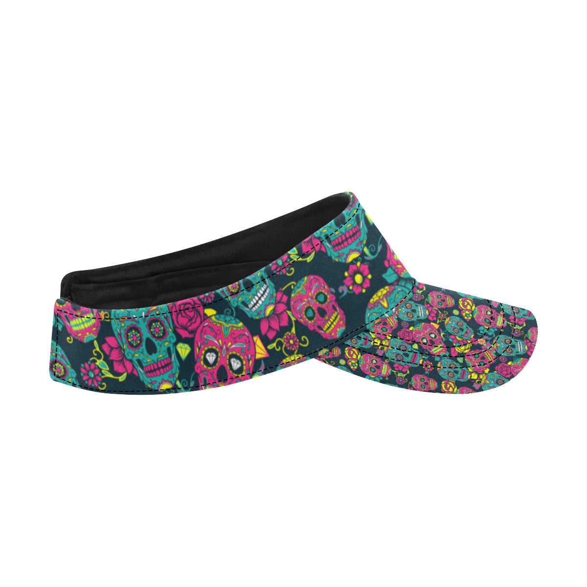 Sugar Skull Floral Design Themed Print Unisex Sun Visor