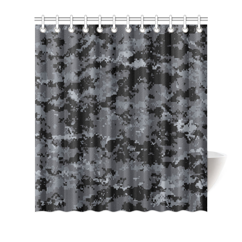 ACU Digital Black Camouflage Shower Curtain