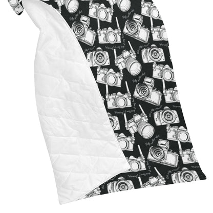 Camera Pattern Print Design 01 Premium Quilt