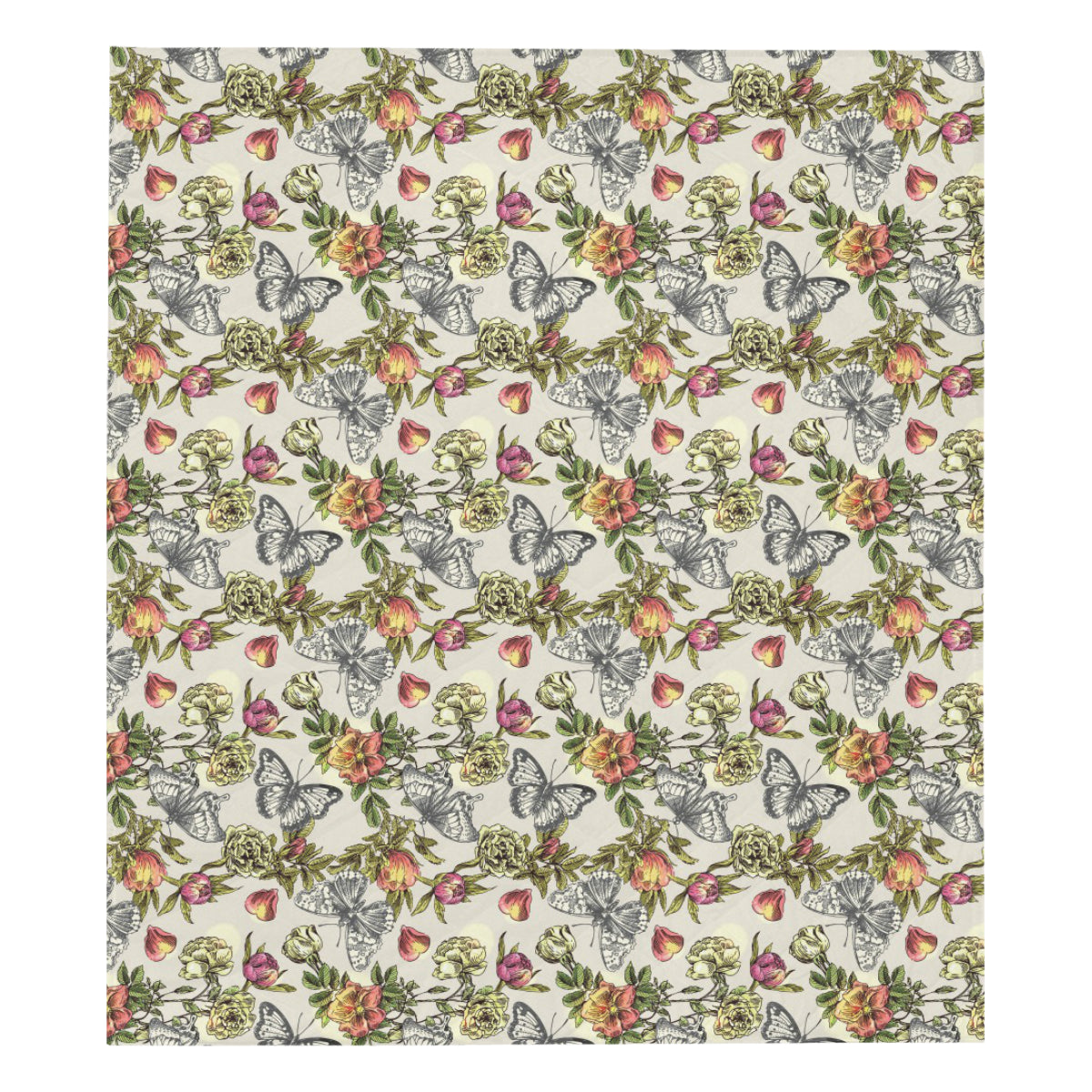 Butterfly Flower Pattern Print Design 06 Premium Quilt