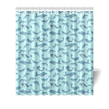 Narwhal Themed Print Shower Curtain