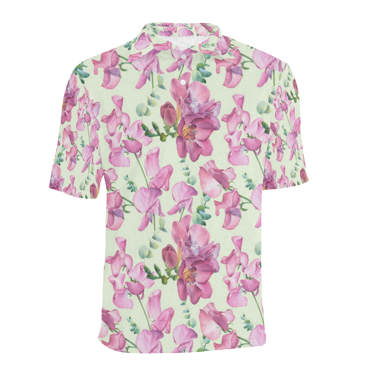 Peony Pattern Print Design PE011 Men Polo Shirt