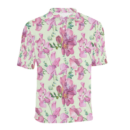 Peony Pattern Print Design PE011 Men Polo Shirt