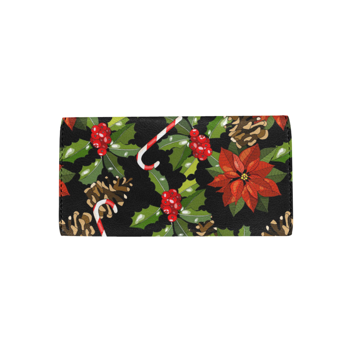 Poinsettia Pattern Print Design POT01 Women's Trifold Wallet