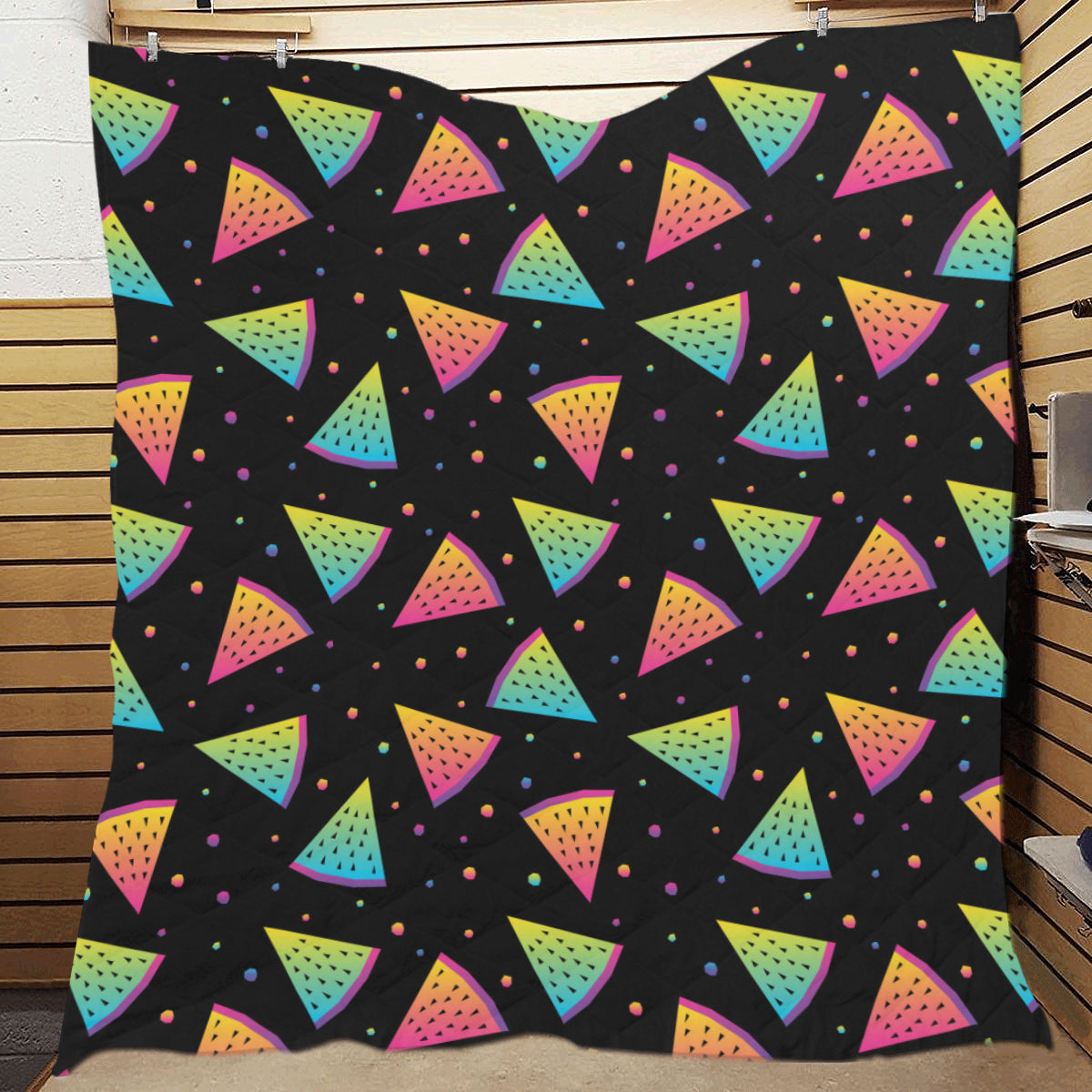 Rainbow Watermelon Pattern Print Design A04 Premium Quilt