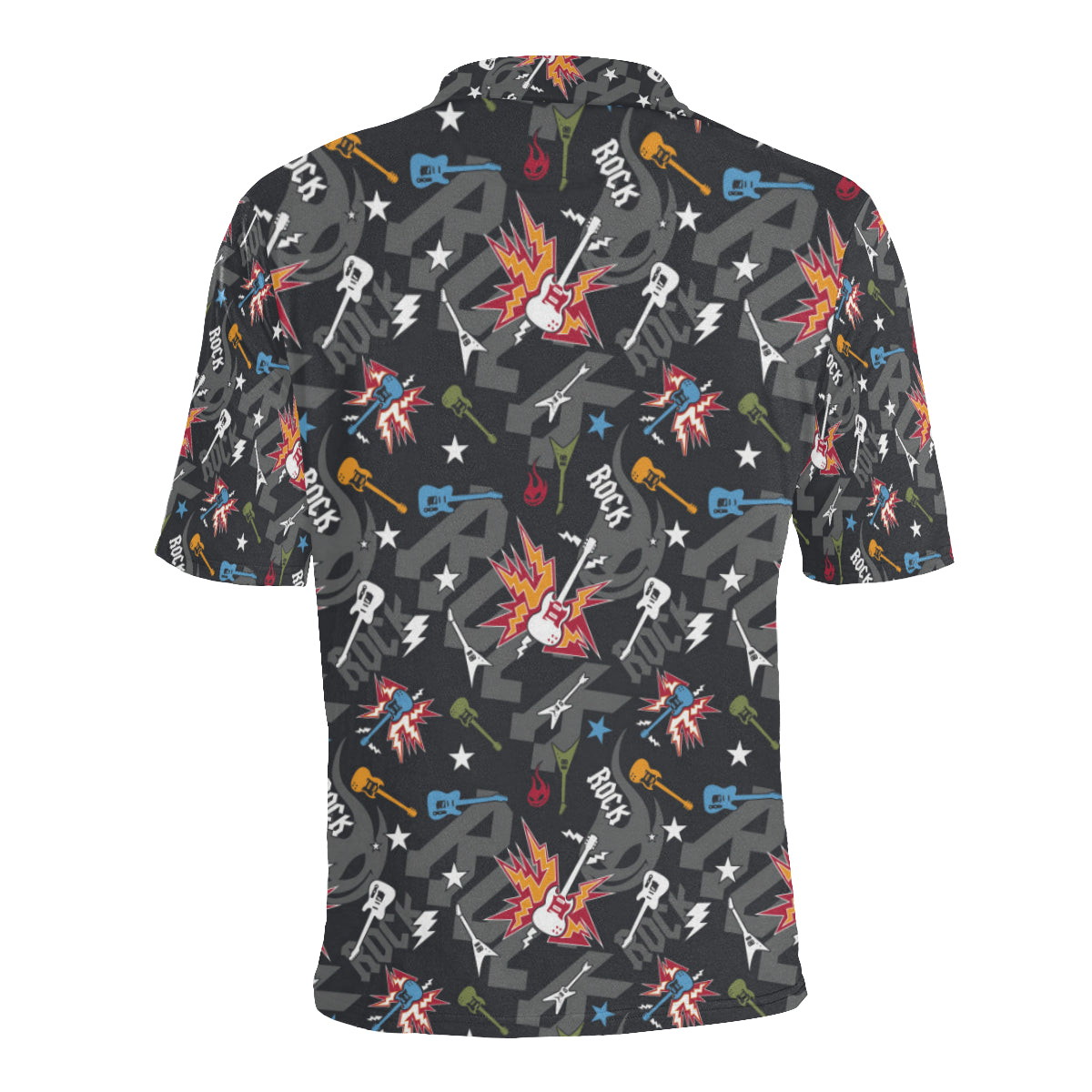 Rock and Roll Pattern Print Design A01 Men Polo Shirt