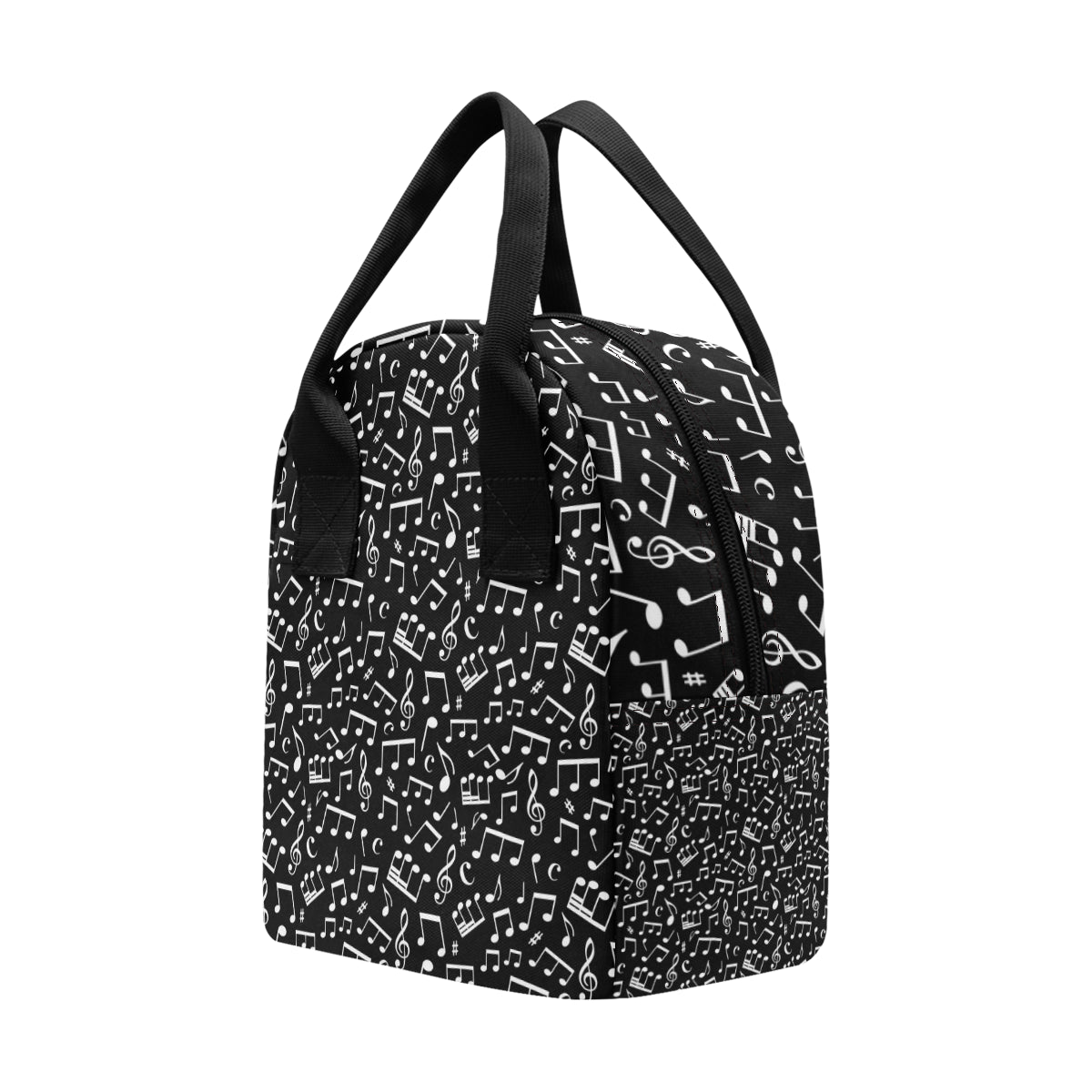 Music Note Black white Themed Print Insulated Lunch Bag