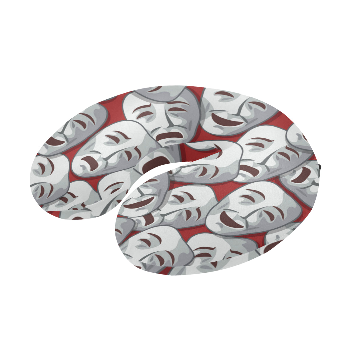 Acting Mask Pattern Print Design 01 U-Shaped Travel Neck Pillow