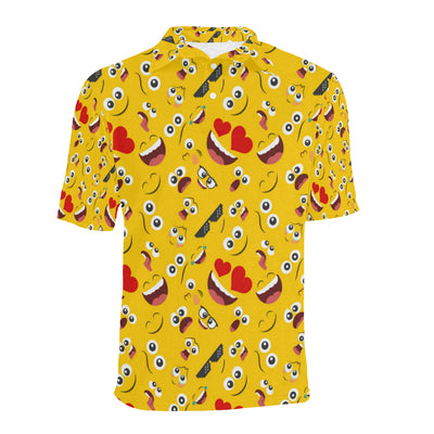 Emoji Face Print Pattern Men Polo Shirt