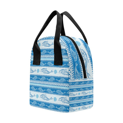 Dolphin Tribal Print Pattern Insulated Lunch Bag