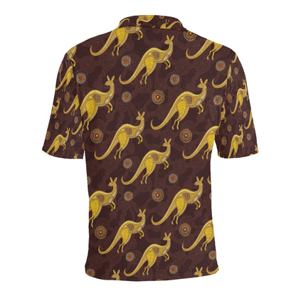 Kangaroos Aboriginal Pattern Print Design 08 Men Polo Shirt