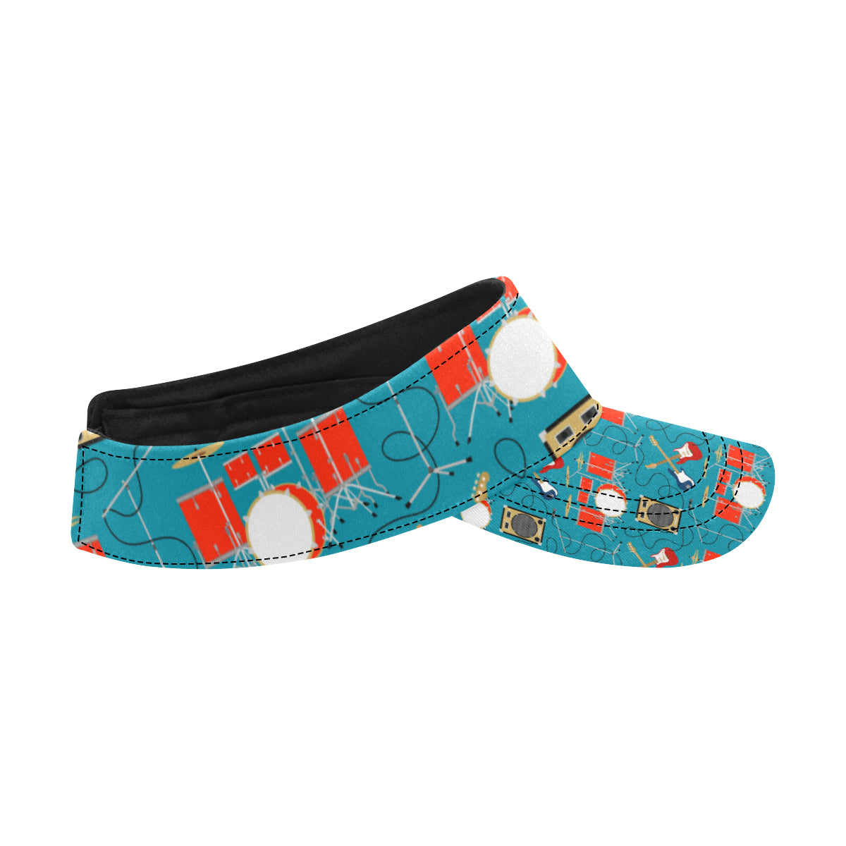 Drum Set Guitar Pattern Print Design 02 Unisex Sun Visor